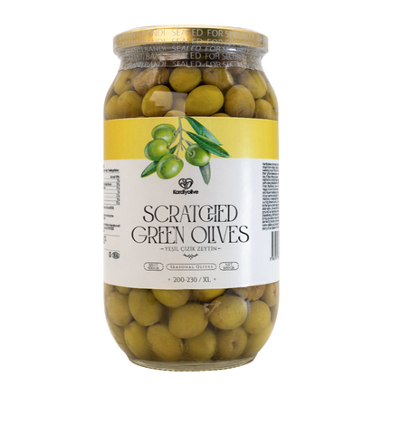 Green Scratched Olives